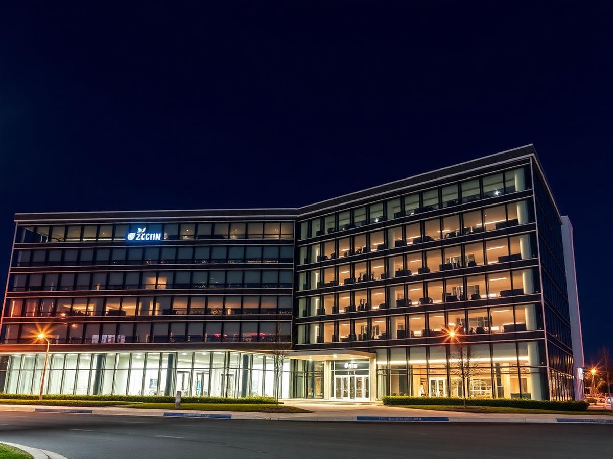 Modern commercial property at night